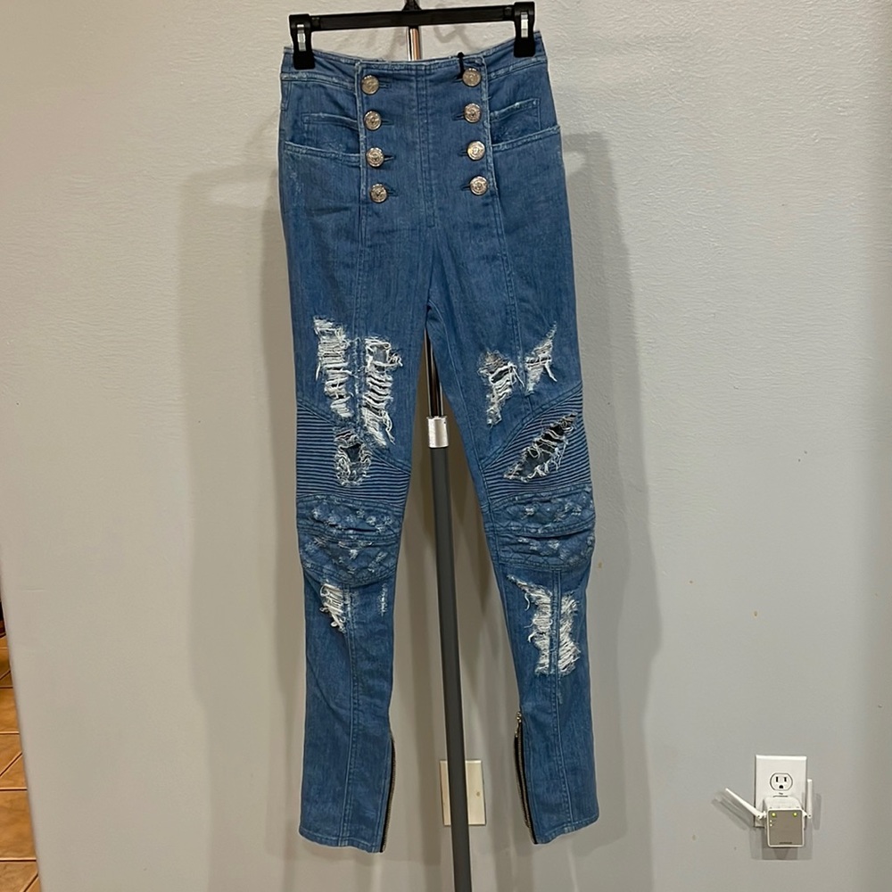 Balmain Paris Moto Jeans Size 36